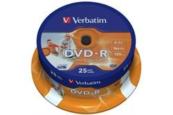 Verbatim DVD-R 4,7GB 16x printable 25er Spindel DVD-Rohlinge
