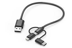 Hama 3in1-Micro-USB-Kabel (0,2m) (schwarz) USB-Kabel